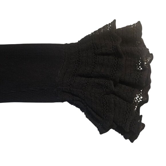 Ralph Lauren Black Label Ruffle Sweater M – Dark Academia Whimsygoth Quiet Luxe - Picture 5 of 11